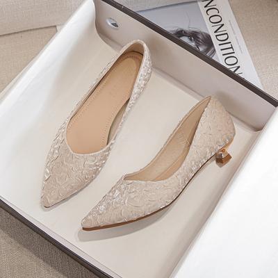 Fluorescent Colors Pointy Low Heel Shoes Woman Brand Deisgner Pleated Cloth Pumps Ladies Working Shoes 41-43 Big Size Tacones