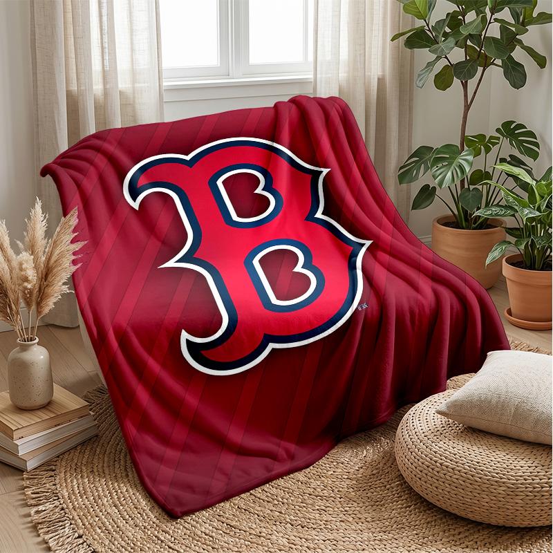 Boston Red Sox Flannel Fleece Blanket Cozy Warm Throw Blanket For Couch Bed Travel All Season Use
