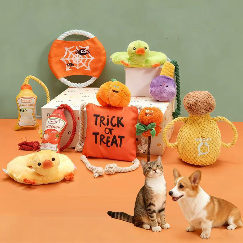 Personalized Design New Halloween Pumpkin Dog Toy Teeth Grinding Biting Teeth Cleaning Pet Voice Toy