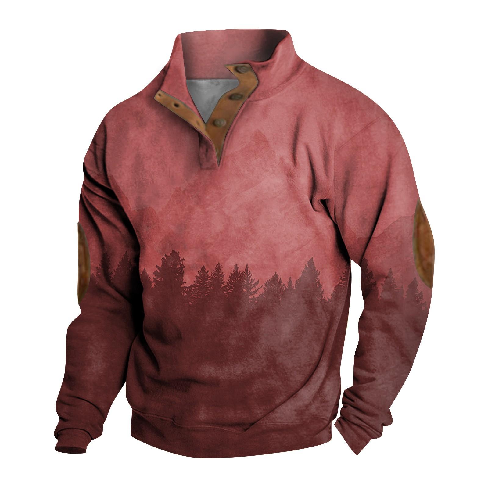 

Весняно-осінній чоловічий світшот зі стоячим коміром - це повсякденні светри на відкритому повітрі, топи XXXL червоний