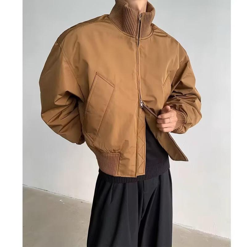 

Spring and Autumn American Retro Stand-up Collar Jacket Men s and Women s Street Loose and Versatile Solid Color Tooling Casual Top Jacket Tide M коричневый