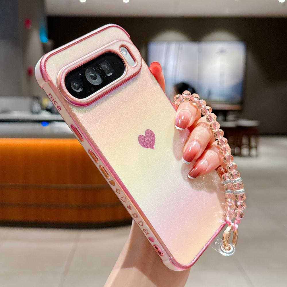 KEYSION Gradient Colorful Phone Case for Google Pixel 10 Pro XL 9 Pro 9A 8A Soft TPU Shockproof Back Cover With Crystal Bracelet