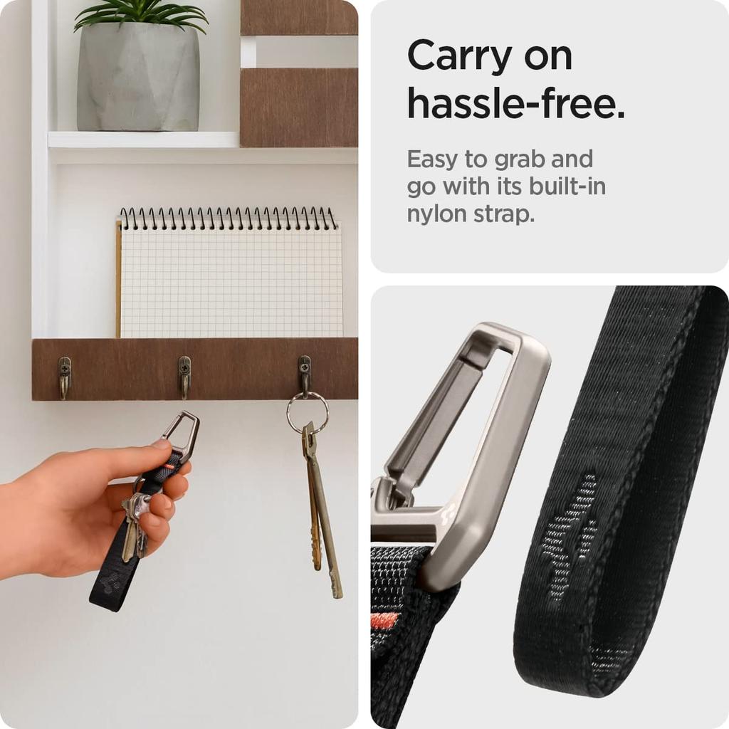 Brelok samochodowy podwójny karabińczyk hak etui na klucze wygodny prosty inteligentny design brelok AHP05472 [Spigen] męski damski (czarny)