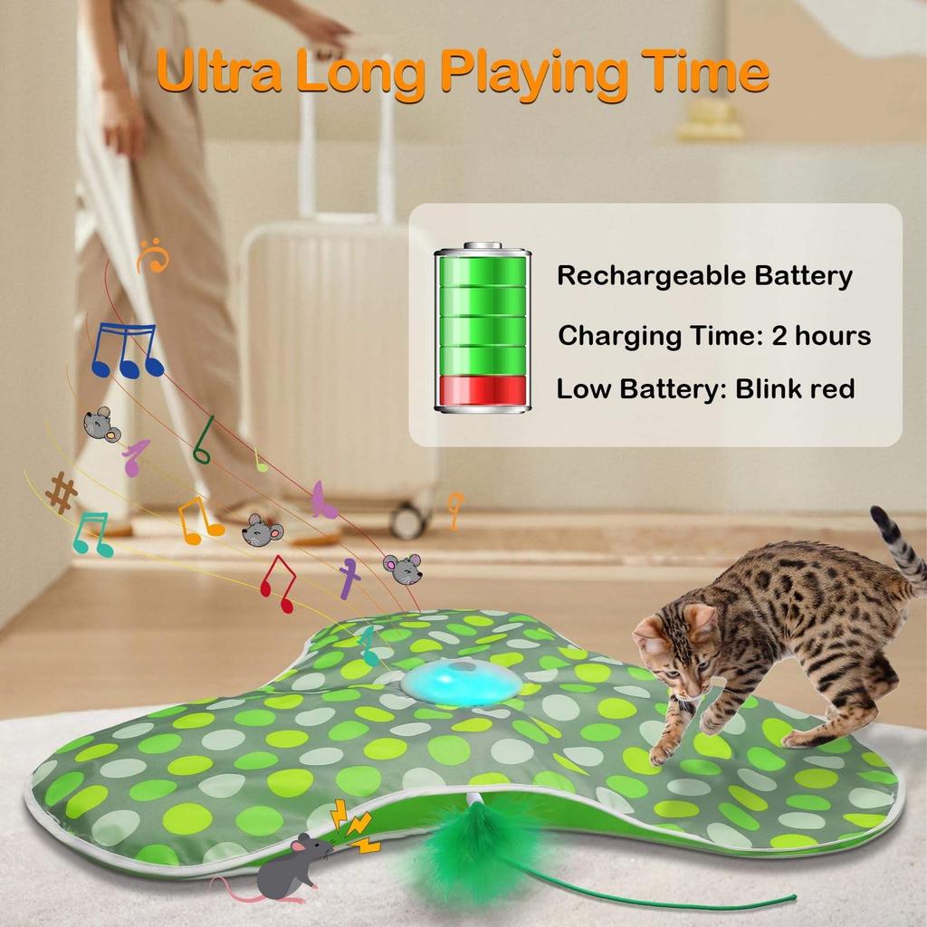 Real Mouse Squeaky Automatic Hide and Seek Interactive Chase Game with Flashing Lights Self-Hi Relieving Stuffy Pet Toy