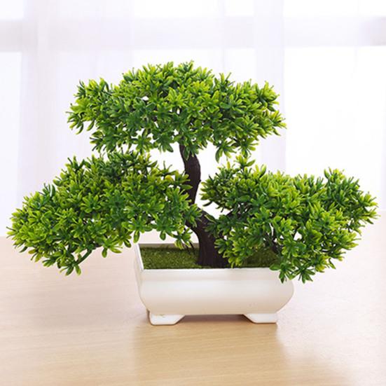 Artificial Plant Realistic Plants Potted Looking Eye-catching Plastic Simulation Bonsai Decor for Home
