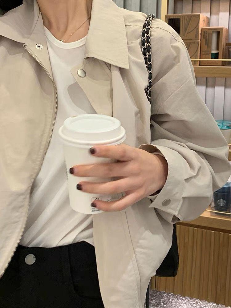 High-End Elegant Plain Color Women's Short Jacket - Simple, Versatile, Casual Korean Style for Spring and Autumn