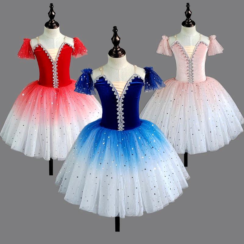 Children's Gradient Sequin Ballet Performance Tutu Skirt