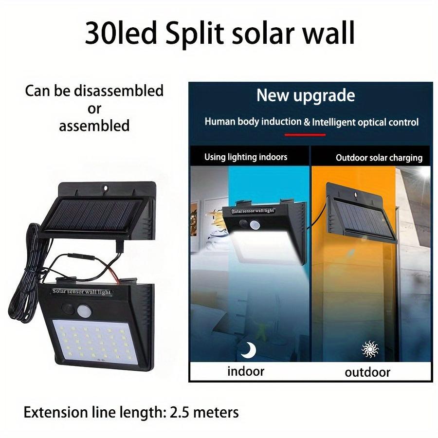 1Stk 30LED Split Solarleuchte Außen Gartenleuchte Dunkel Automatisches Licht Haushaltsbeleuchtung Fernbedienung Induktionswandleuchte