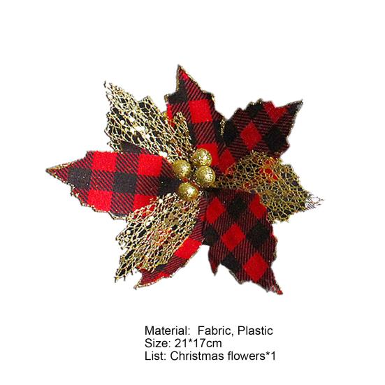 Xmas Flower High-quality Long Lifespan Home Decor Christmas Floral Black White Grid Xmas Flower Xmas Floral for Dorm