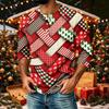 Men's Casual Raglan Three-Quarter Sleeve Shirt with Christmas Print