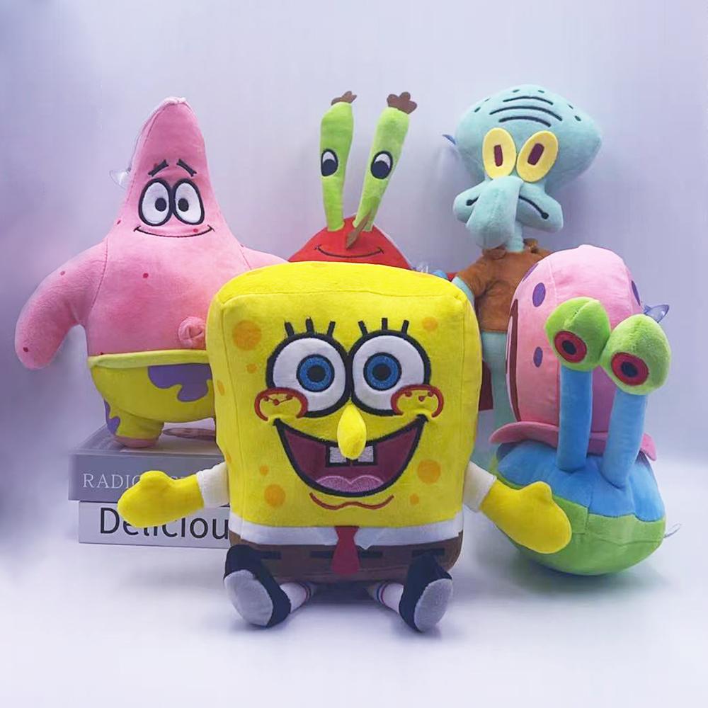 Anime Plushie Doll Spongebob Peluches Doll Squarepants Patrick Star Squidward Eugene Krabs Gary Kawaii Cartoon Stuffed Plush Toy