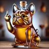 Transparent Glass French Bulldog Red Wine Bottle, Irregular Shape, Sealed for Whiskey/Vodka.