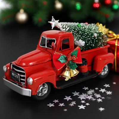 Christmas Ornament Retro Car Model Xmas Tree Bell Decor Anti-Rust Paint Surface Home Office Decoration