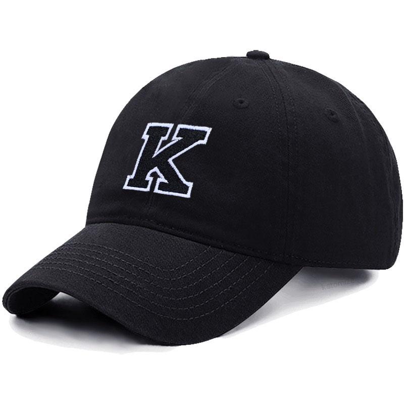 Initial Letter A-Z Black Baseball Cap For Men Womne High Quality Soft Cotton Embroider Fashion Team Sport Visors Snapback Caps