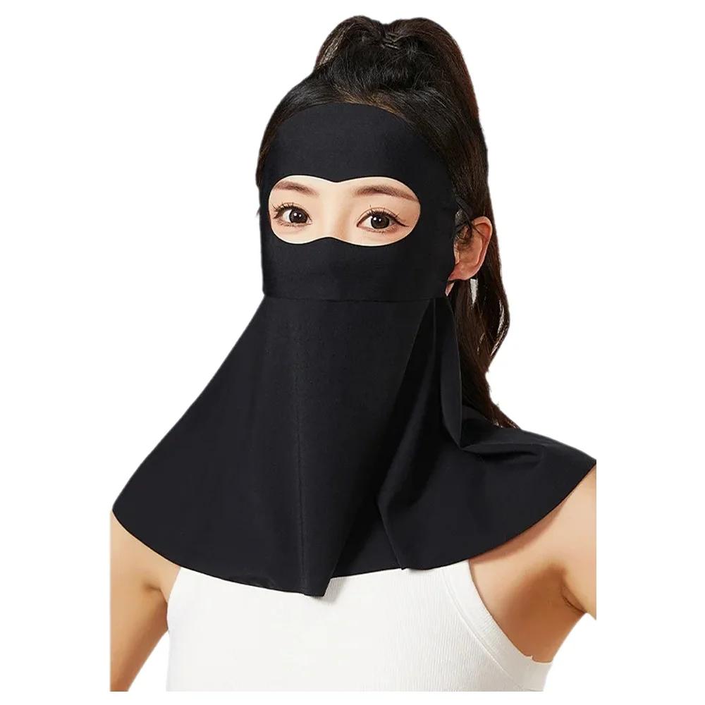 

Ice Silk Full Face Mask Summer Breathable Anti-UV Sunscreen Neck Protection Face Cover Outdoor Sport UPF50+ Cycling Mask Scarf чёрный