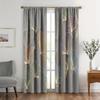 Flat Curtains Made Polyester Material Featuring Line Fan Leaf Printing Art Design Suitable Bedrooms Home Curtain Set Of 2 Washable Master Bedroom
