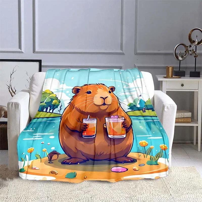 Capybara Printed Throw Blanket Soft Warm Bedding for Adults  Kids Ideal for Bed Sofa Outdoor Travel Cover