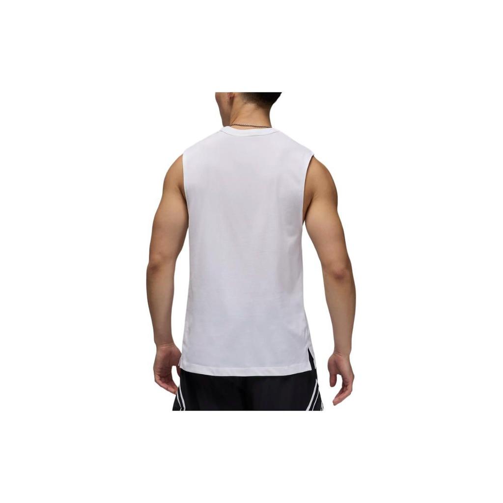 Jordan Dri-Fit Logo Print Fitted Crew Neck Sleeveless T-Shirt Men Tops White FN5857-100