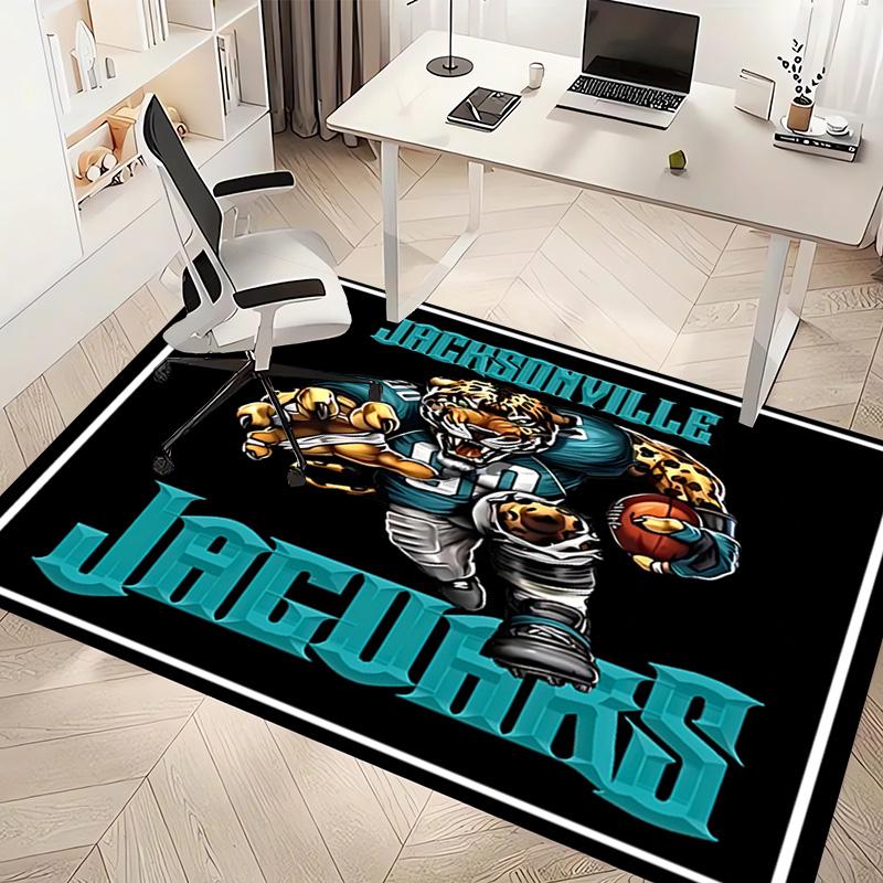 1pc Jacksonville Jaguars Logo Print Area Rug - Soft, Washable Non-Slip Indoor Mat, Living Room, Home Office Decorative Rug,Office Decorative