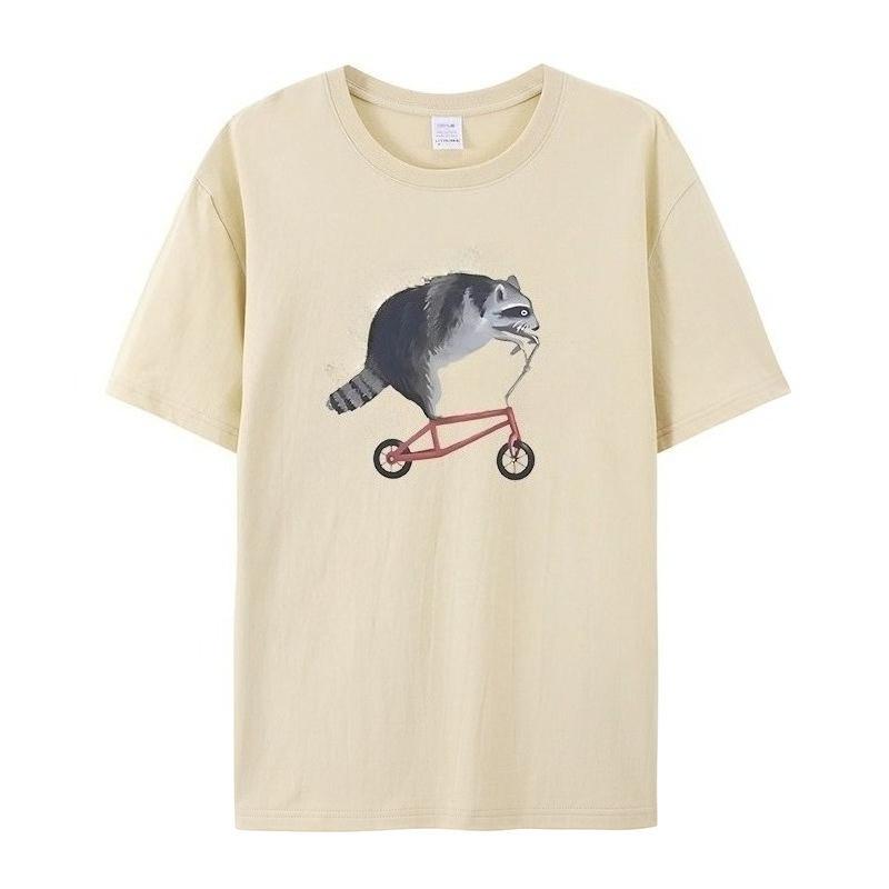 

Cycling Hamster Pattern Printed Men s T-Shirt Summer Vintage Kawaii Men s Women s Surfing Beach T-Shirt Breathable Casual Top 4XL