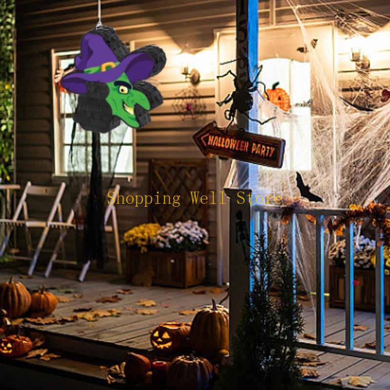 KX4B Handmade Witch Piñatas Halloween Decoration Candy Breaking Activity Supplies