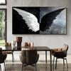 Nowoczesne czarne białe skrzydła anioła obrazy na płótnie plakaty i druki Wall Art abstrakcyjne obrazy do salonu Home Decor bez ramki