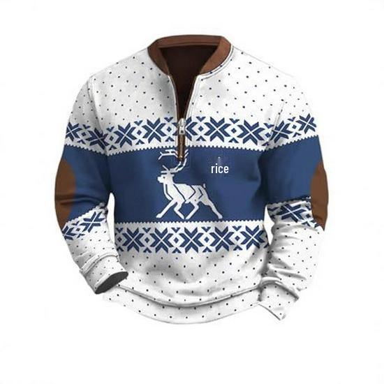 Men's Christmas Reindeer Elk Forest Print Hoodie - 2025 Autumn Collection
