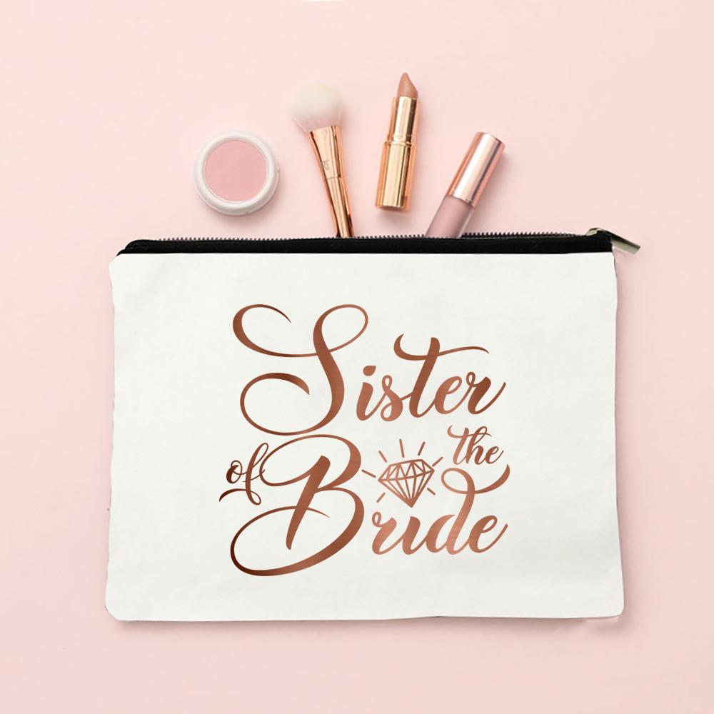 Team Bride Makeup Bag Bachelorette Party Cosmetic Bags Purse Bridesmaid Toiletries Organizer Pouch Wedding Bride Shower Gifts