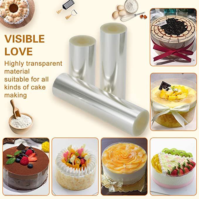 Folie de acetat pentru ustensile de copt de bucătărie, pentru decor de tort, folie transparentă pentru înconjurarea tortului, foi de mousse pentru tort, marginea înconjurătoare, guler pentru tort DIY