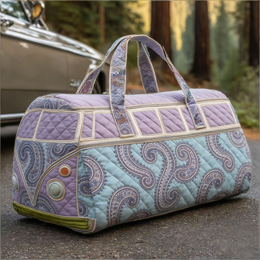 Retro Quilted Travel Bag, Bohemian- Weekend Travel Tote, Large-Capacity Carry- Luggage