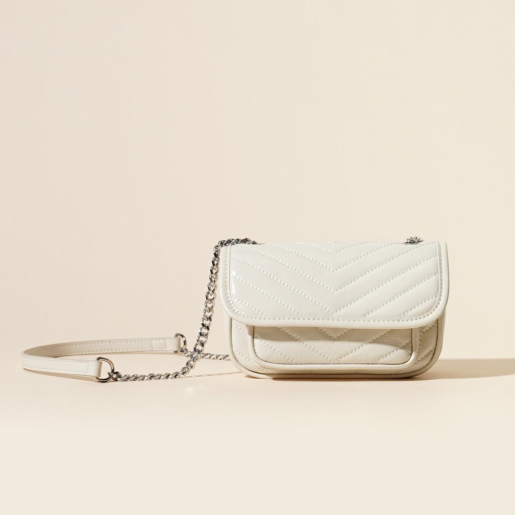 Poplar forest first layer cowhide bag women's 2025 spring and summer new messenger bag chain bag niki mini stray bag