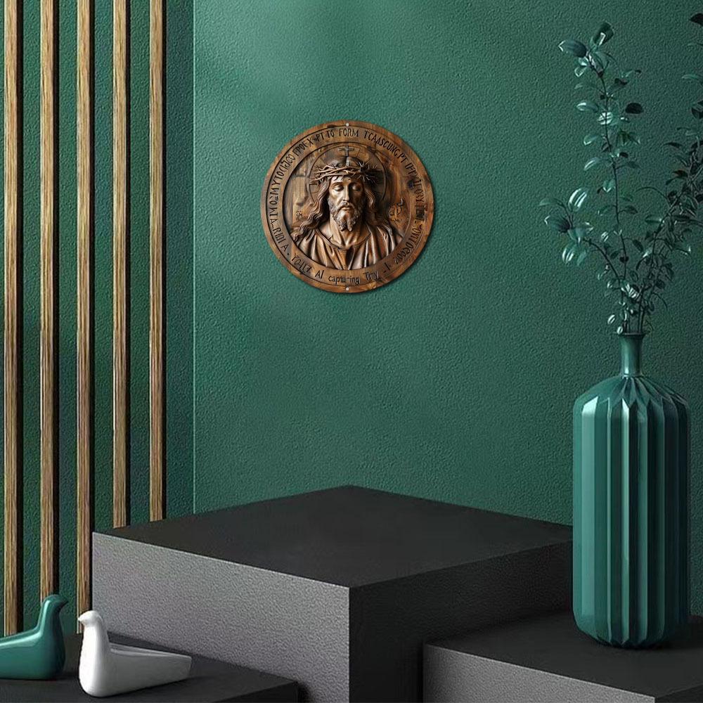 Wooden Unique Jesus Christ Artwork Round Wood Sign, Durable, Easy To Clean, Wall Decor for Home, Office, Bar, Perfect Holiday Gift for Door, Wall Home