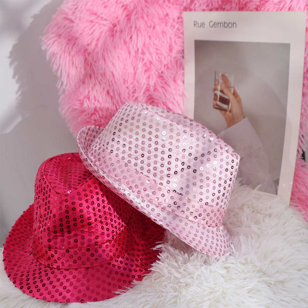 Sequin Dance Jazz Cap Shiny Glitter Jazz Hat Role Play Prop Sequins Fedora Hat Party