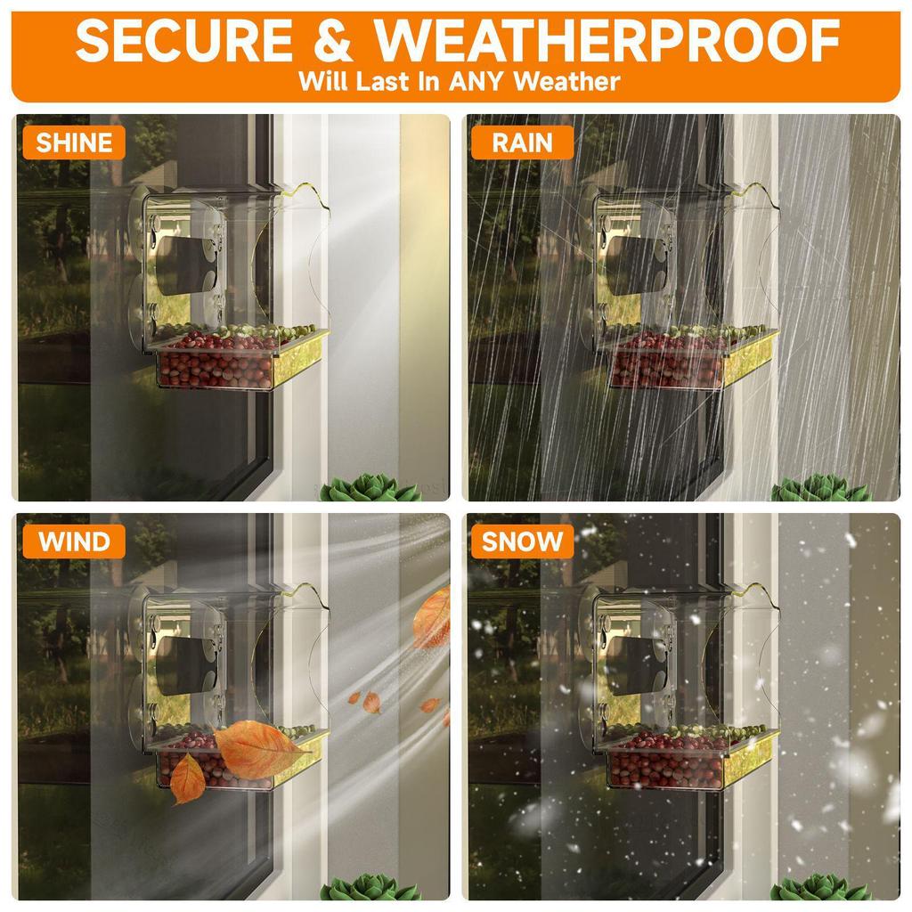 Przezroczysta akrylowa klatka dla ptaków montowana na ścianie z karmnikiem na przyssawkę