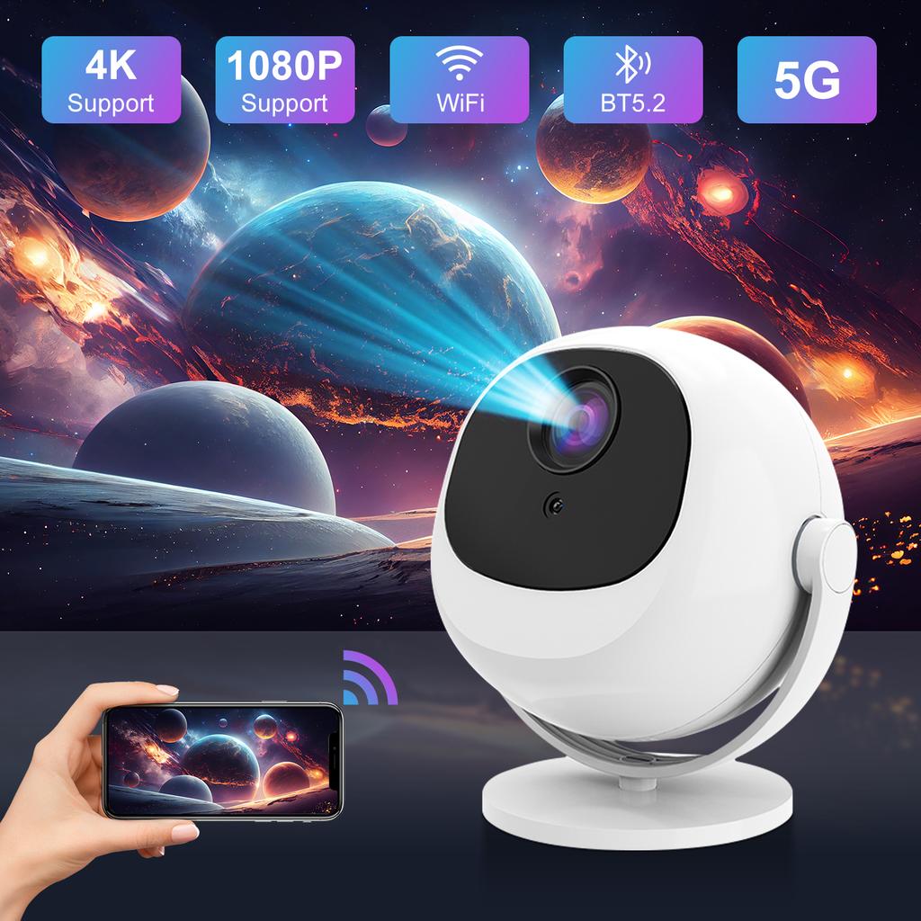 Salange P360 Mini Portable Home Projector 4k Cinema Android11 Wifi 6 Bt5.2 Auto Correction 360° Rotatable Outdoor Smart Beamer