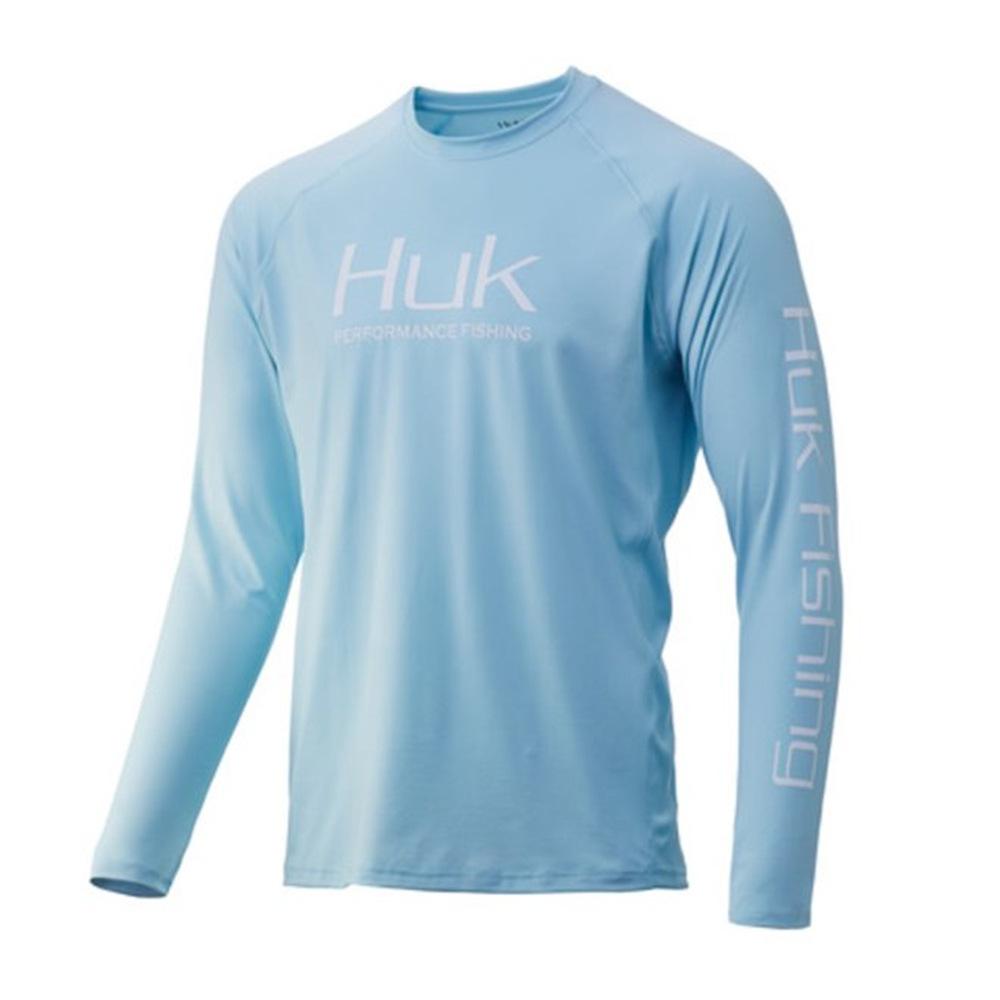 2024 UV-Resistant HUK Long Sleeve Crew Neck Fishing Suit Summer Outdoor Quick-Dry, Lightweight, Breathable, Sun Protection