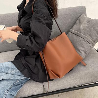 Damen Einzelschultertasche Große Kapazität Einfarbig Pendeltaschen All-Match PU-Leder Umhängetaschen Neu