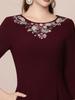 Zhilian Angola Red Handmade Rhinestone Seven-Sleeve High-Waist A-Line Long Dress (Spring 2026)