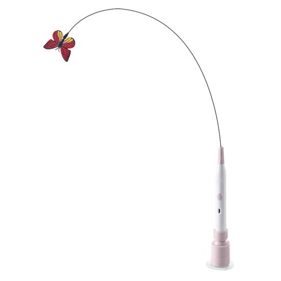 Brinquedo Varinha Borboleta Elétrica para Gatos, Vara de Provocar Gatos com Ventosa, Brinquedo Automático Interativo de Vara para Provocar Gatinhos para Exercício e Brincadeira de Gatos