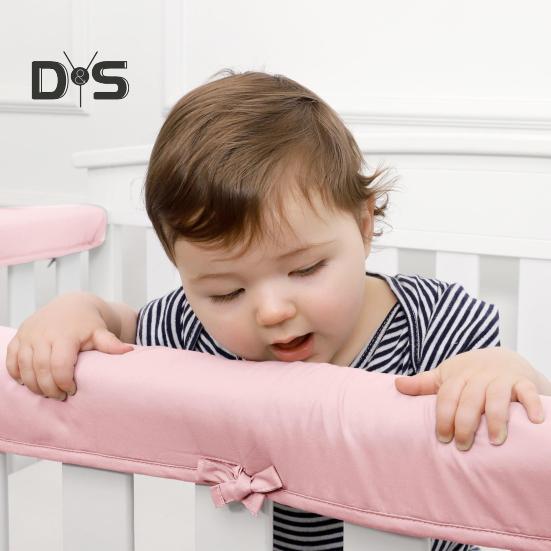 3Pcs Crib Rail Cover Reversible Crib Rail Edge Protector Soft Anti-Collision Teething Strip Universal Baby Crib Corner Guard Safety Bumper