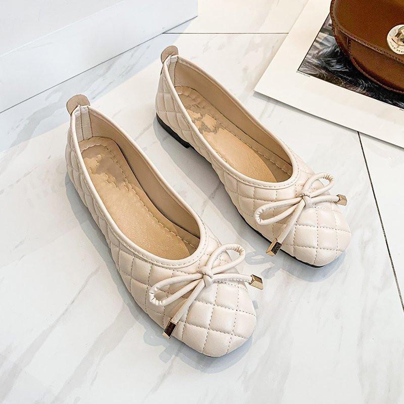 

Весенняя и летняя обувь больших размеров, удобная круглая обувь с плоской подошвой, повседневная обувь с мелким каблуком, женская обувь 36 бежевый