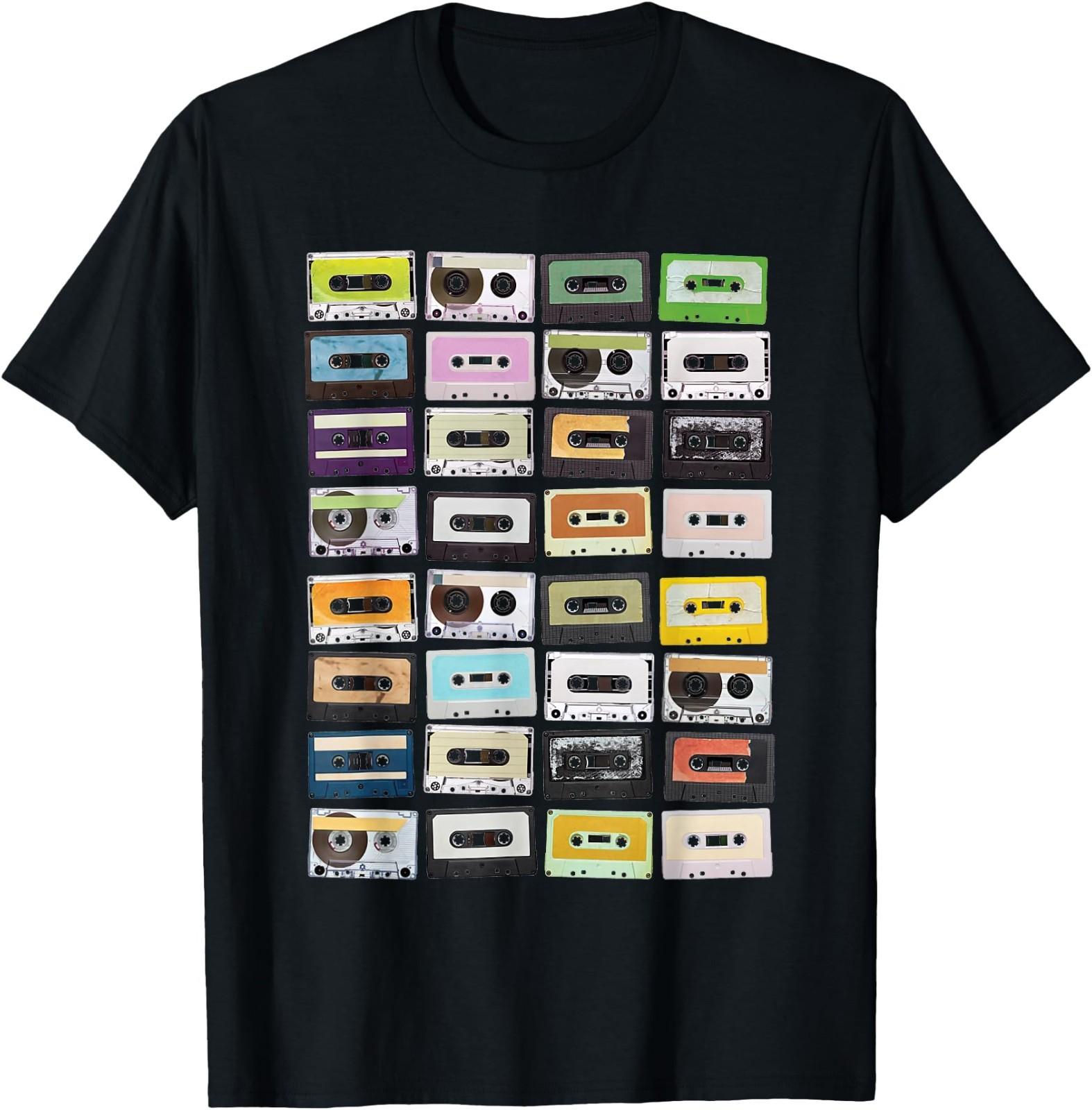 Cassette Tapes Nostalgic Mixtape Music Graphic T-Shirt M