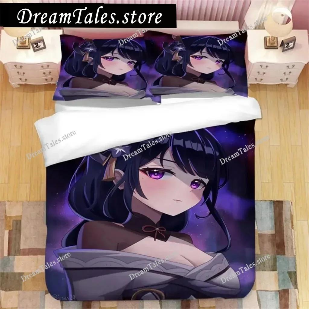 Genshin Impact Raiden Shogun 3D Printed Bedding Set Duvet Covers Pillowcases Comforter Bedding Set Bedclothes Duvet Cover741