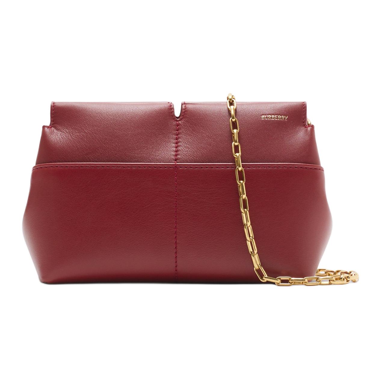 

Burberry Red Leather Chain Shoulder Bag, Luxury Gold-Tone Hardware Convertible Crossbody Clutch for Women, Daily Commute & Evening Out 80953631 Shopping Bag Set(Basic Set+Shopping Bag)