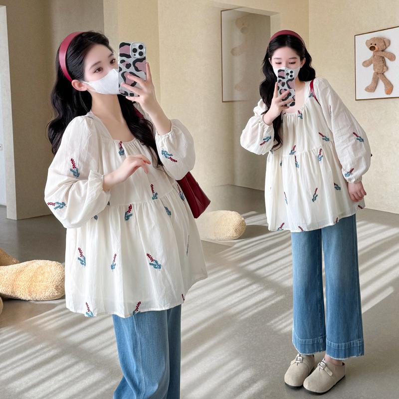 2026 Spring Korean Style Maternity Doll Shirt Top for Trendy Moms XL