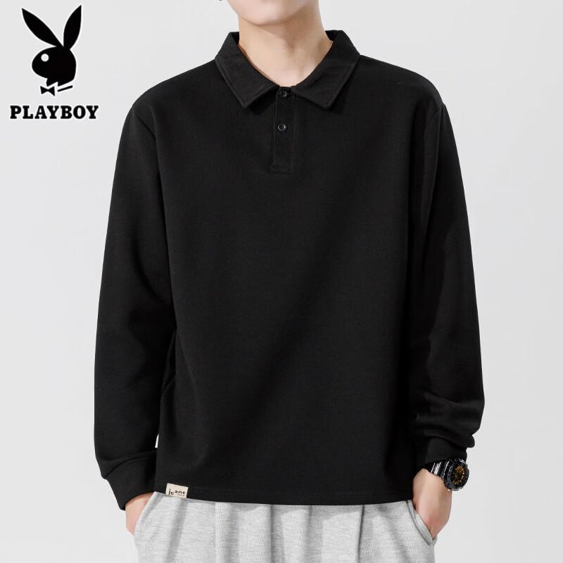 PLAYBOY Men's Casual Long Sleeve Polo Shirt
