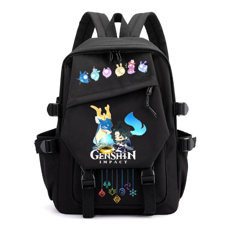 Mochila Escolar Estudante Viagem Caderno Presente para Crianças Bolsa Genshin Impact
