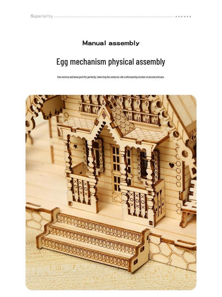 DIY 3D Wooden Puzzle: Creative Retro Villa Educational Toy