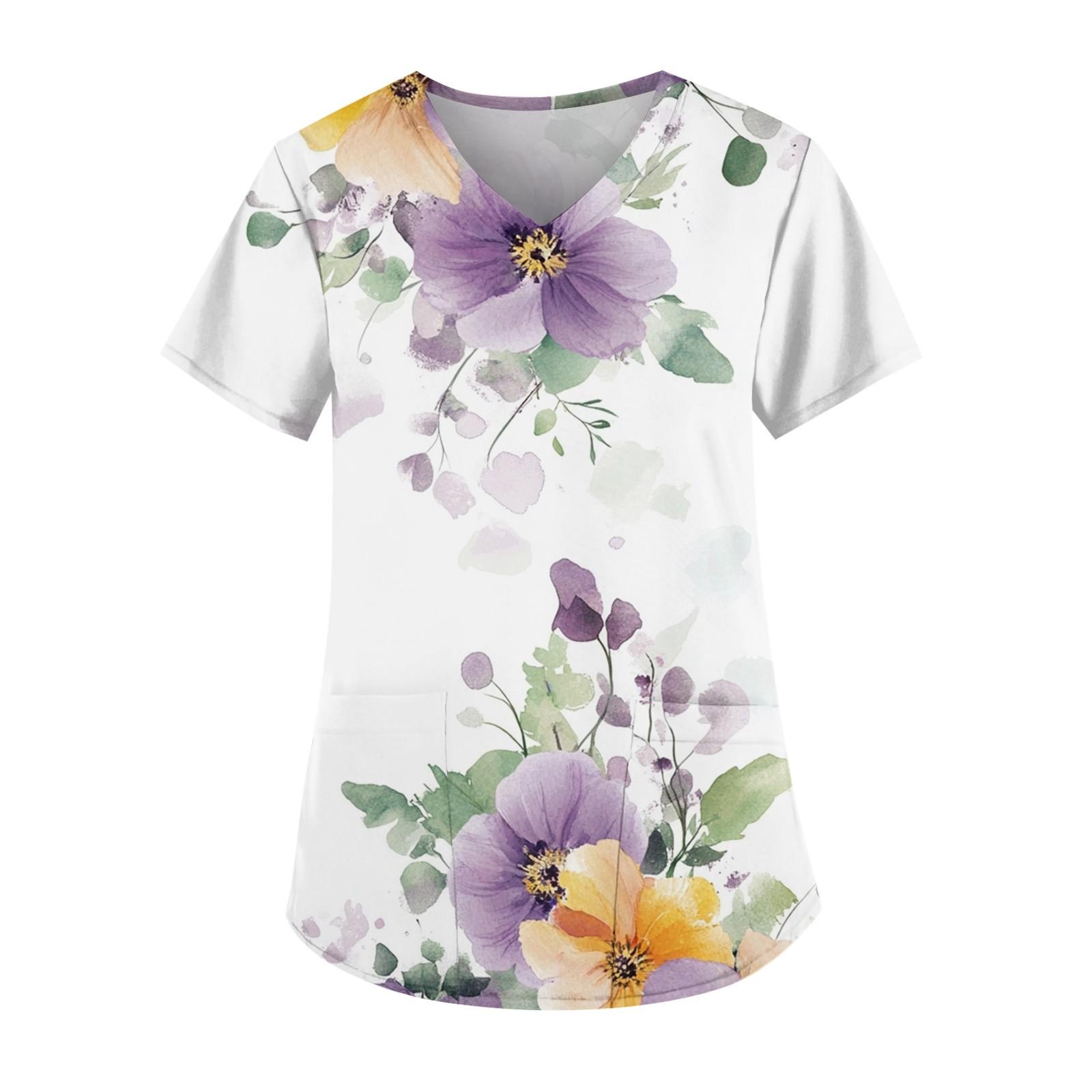 

Женские модные повседневные топы с v-образным вырезом и защитная спецодежда с принтом M белый