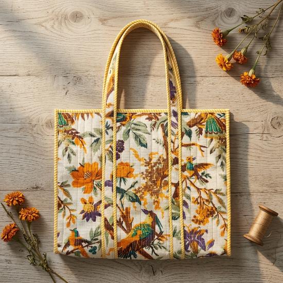 Shoulder Bag usalover925 Multicolor Quilted Cotton Hand Printed Shoulder Bags 136